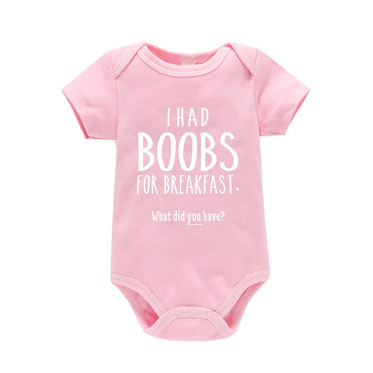 'I Had Boobs for Breakfast What Did You Have?' Short-Sleeve Graphic Bodysuit