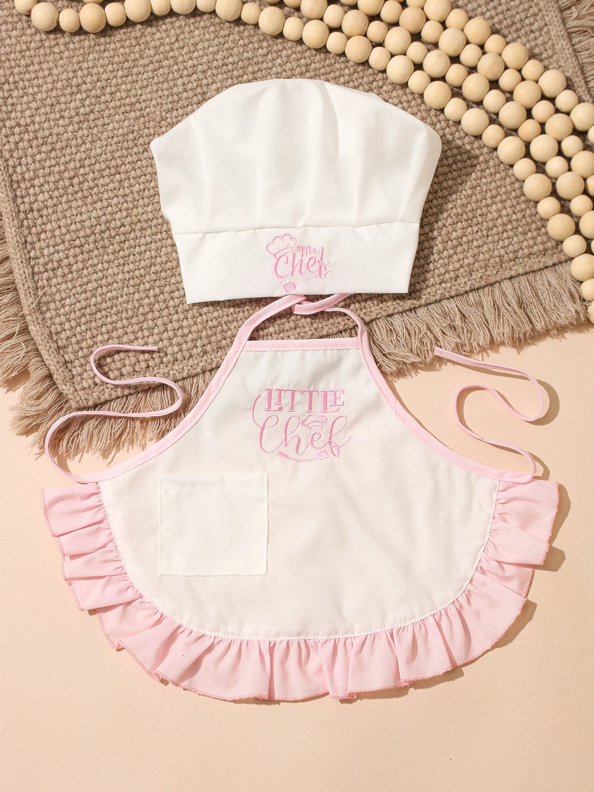 2Pcs Embroidered Apron and Chef Hat