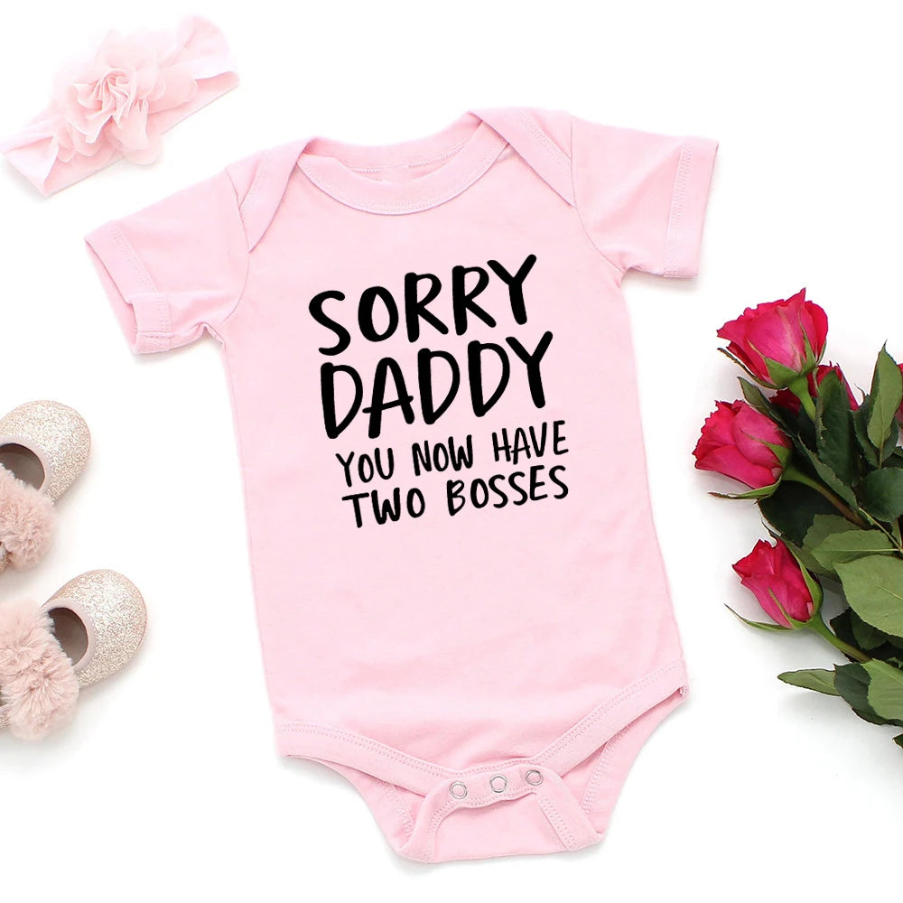 'Sorry Daddy You Now Have Two Bosses' Short-Sleeve Graphic Bodysuit