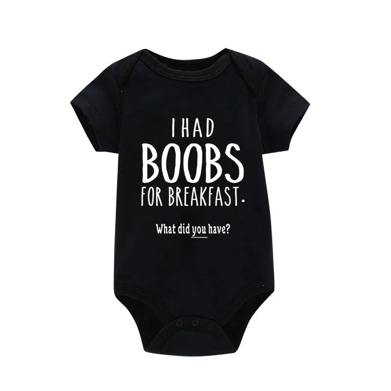 'I Had Boobs for Breakfast What Did You Have?' Short-Sleeve Graphic Bodysuit