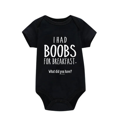 'I Had Boobs for Breakfast What Did You Have?' Short-Sleeve Graphic Bodysuit