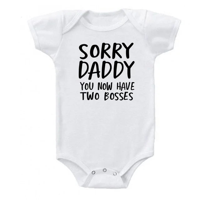 'Sorry Daddy You Now Have Two Bosses' Short-Sleeve Graphic Bodysuit