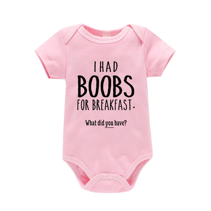 'I Had Boobs for Breakfast What Did You Have?' Short-Sleeve Graphic Bodysuit