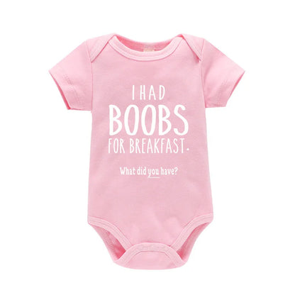 'I Had Boobs for Breakfast What Did You Have?' Short-Sleeve Graphic Bodysuit