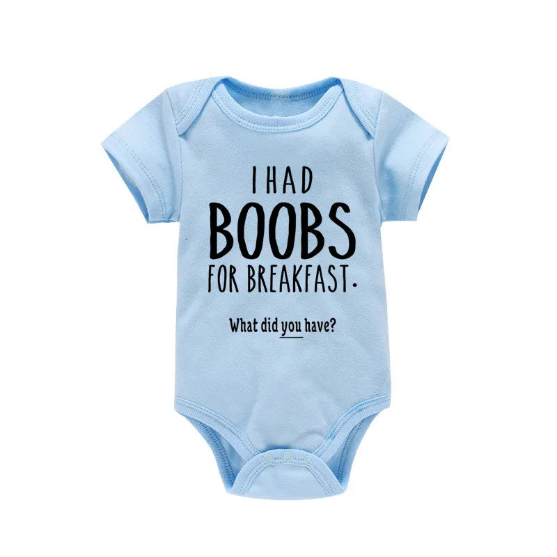 'I Had Boobs for Breakfast What Did You Have?' Short-Sleeve Graphic Bodysuit