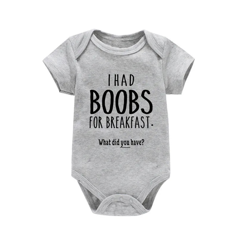 'I Had Boobs for Breakfast What Did You Have?' Short-Sleeve Graphic Bodysuit