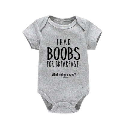 'I Had Boobs for Breakfast What Did You Have?' Short-Sleeve Graphic Bodysuit
