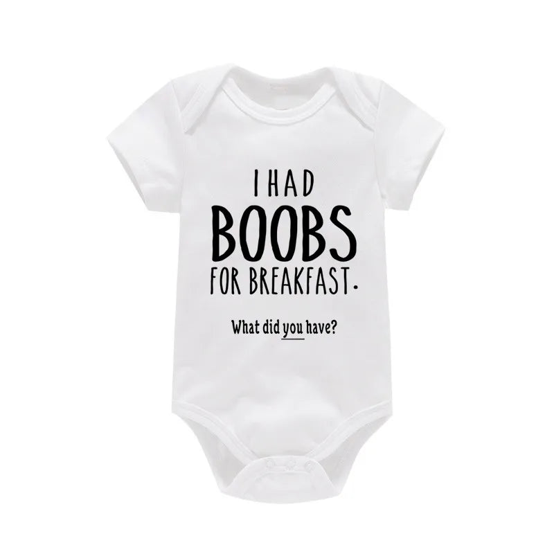 'I Had Boobs for Breakfast What Did You Have?' Short-Sleeve Graphic Bodysuit