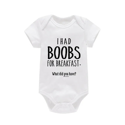 'I Had Boobs for Breakfast What Did You Have?' Short-Sleeve Graphic Bodysuit