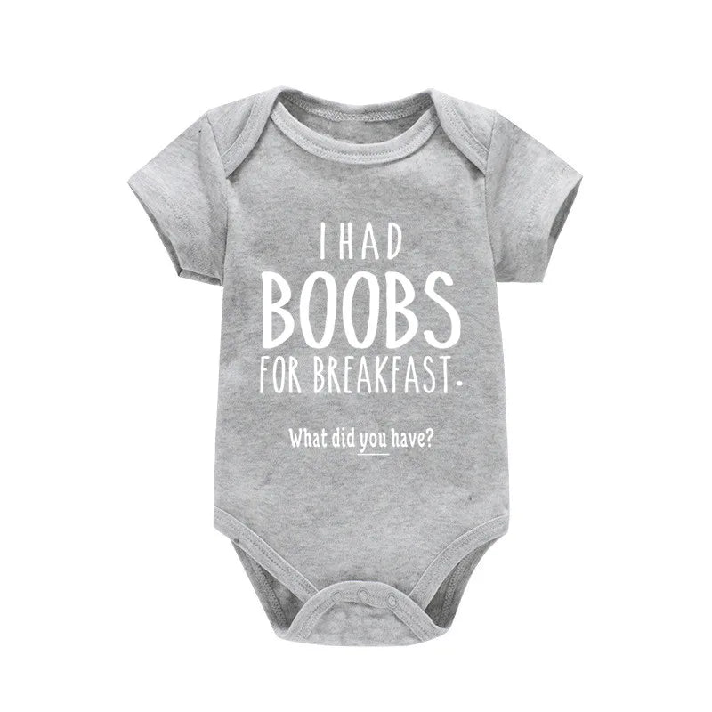'I Had Boobs for Breakfast What Did You Have?' Short-Sleeve Graphic Bodysuit