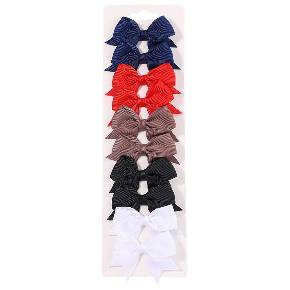 10Pcs/5 Set Solid Color Kids Bows Hair Clips for Baby Girls