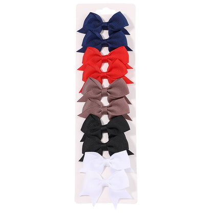 10Pcs/5 Set Solid Color Kids Bows Hair Clips for Baby Girls