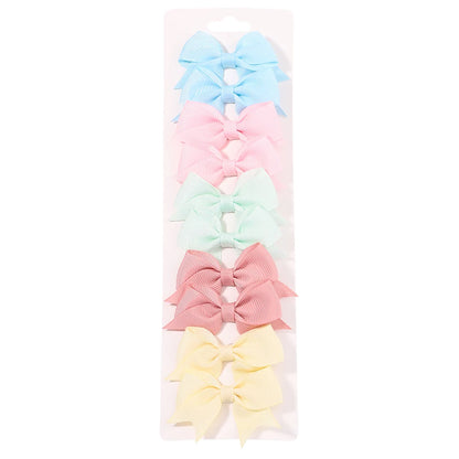 10Pcs/5 Set Solid Color Kids Bows Hair Clips for Baby Girls