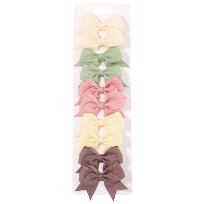 10Pcs/5 Set Solid Color Kids Bows Hair Clips for Baby Girls