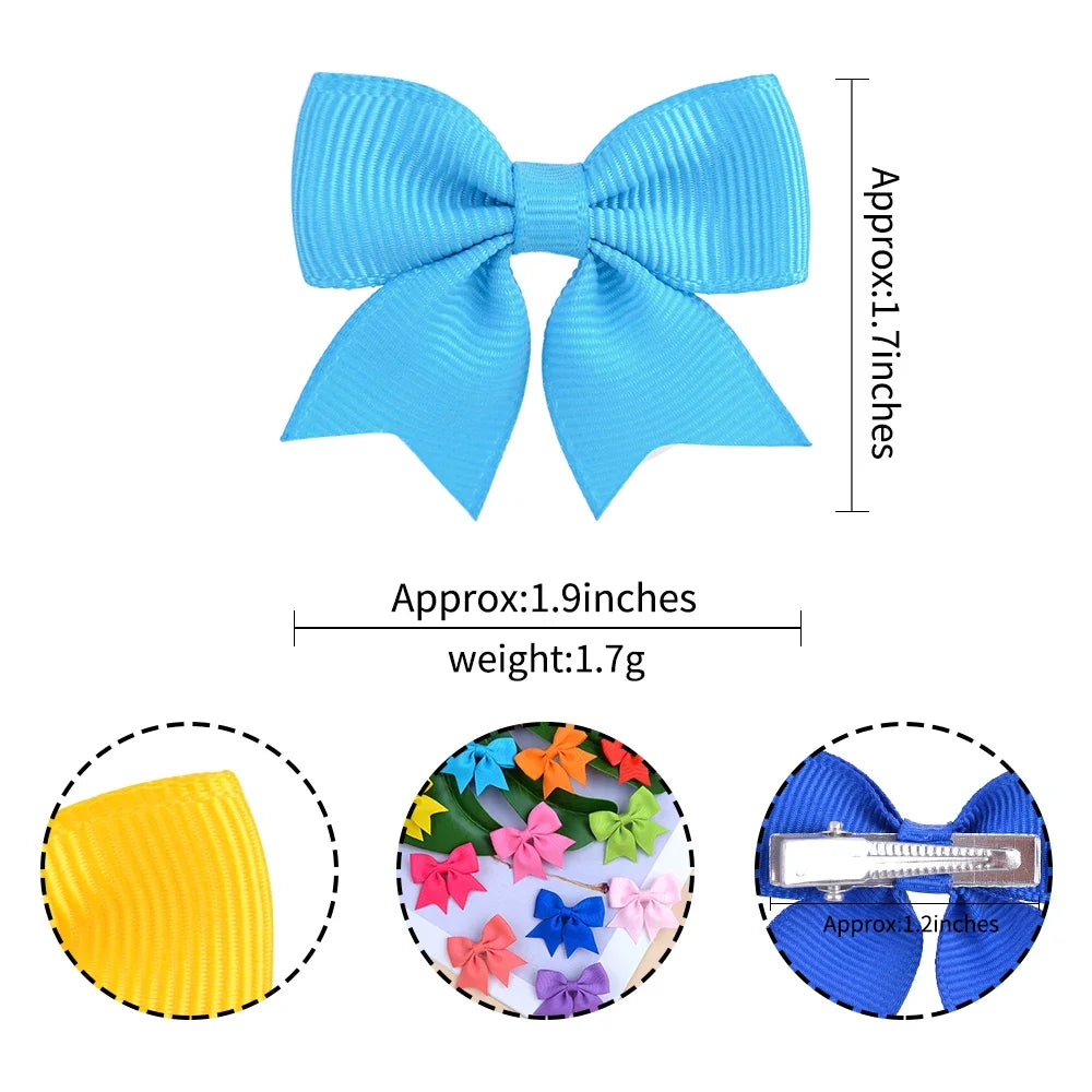 10Pcs/5 Set Solid Color Kids Bows Hair Clips for Baby Girls