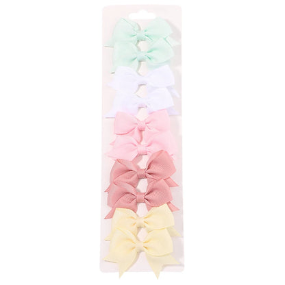 10Pcs/5 Set Solid Color Kids Bows Hair Clips for Baby Girls