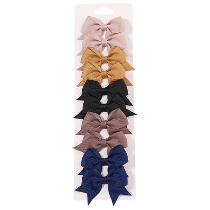 10Pcs/5 Set Solid Color Kids Bows Hair Clips for Baby Girls
