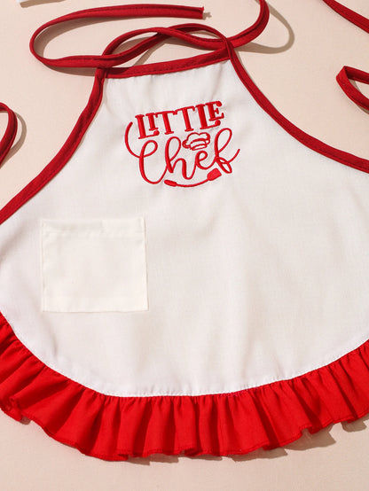 2Pcs Embroidered Apron and Chef Hat