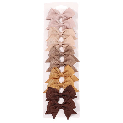 10Pcs/5 Set Solid Color Kids Bows Hair Clips for Baby Girls