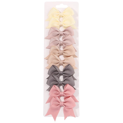 10Pcs/5 Set Solid Color Kids Bows Hair Clips for Baby Girls