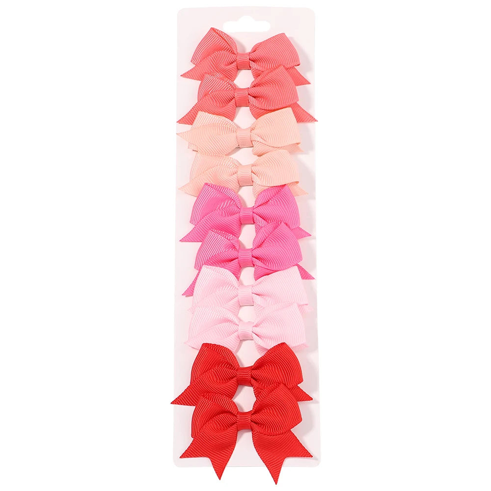10Pcs/5 Set Solid Color Kids Bows Hair Clips for Baby Girls