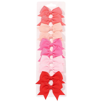 10Pcs/5 Set Solid Color Kids Bows Hair Clips for Baby Girls
