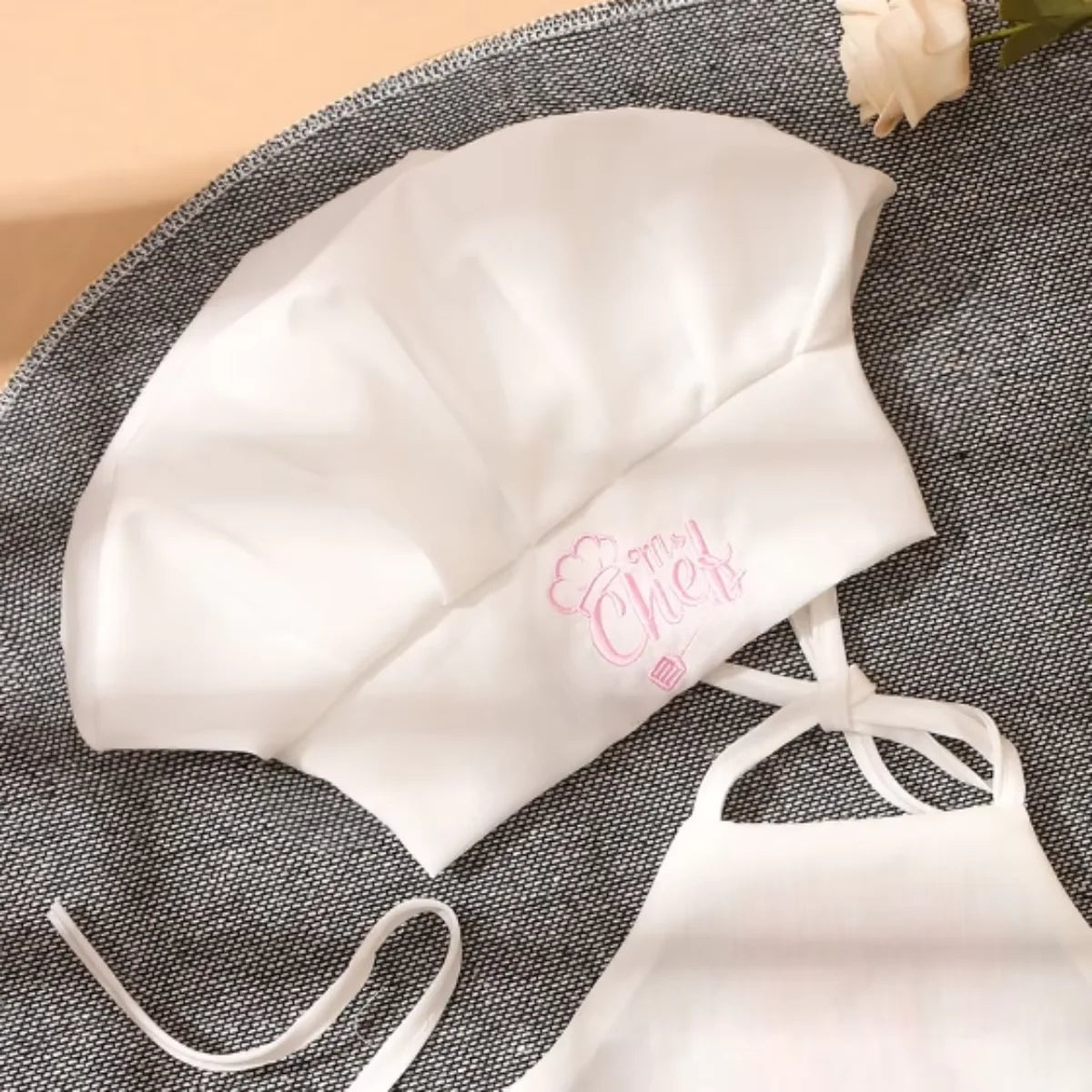 2Pcs Embroidered Apron and Chef Hat