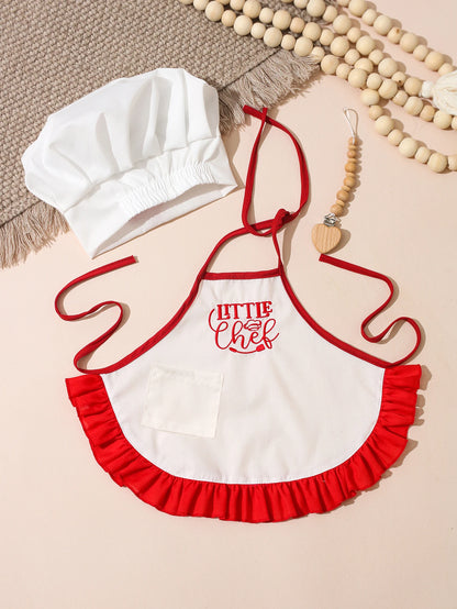 2Pcs Embroidered Apron and Chef Hat