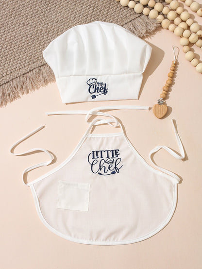 2Pcs Embroidered Apron and Chef Hat