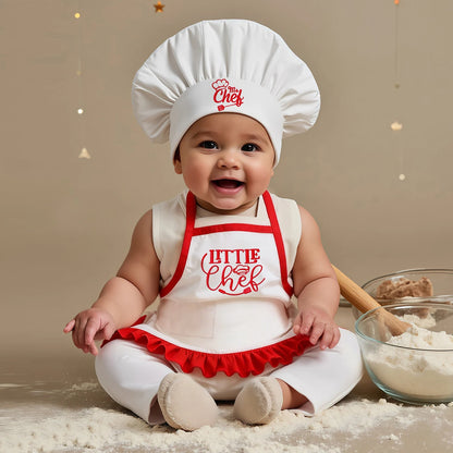 2Pcs Embroidered Apron and Chef Hat