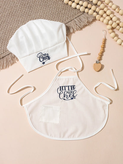 2Pcs Embroidered Apron and Chef Hat