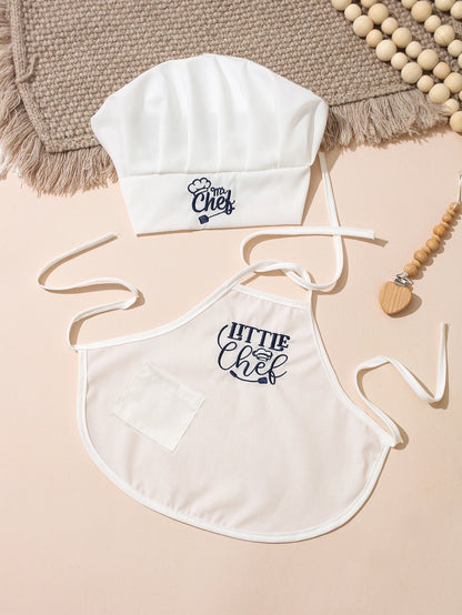 2Pcs Embroidered Apron and Chef Hat