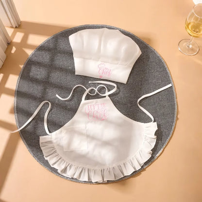 2Pcs Embroidered Apron and Chef Hat